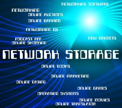 Network Storage Represents Global Communications And Computers 스톡 일러스트