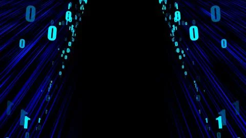 Network stream data - fast motion in space with zeros and ones, computer Stock Illustration