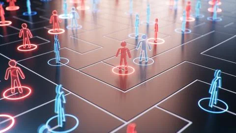 Network structure between people, data exchange. The concept of collective 스톡 일러스트