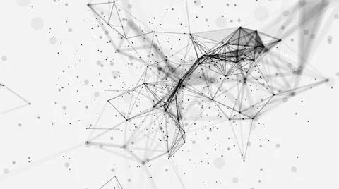 Network structure of black dots and lines on white. Abstract connection desig Stock Photos