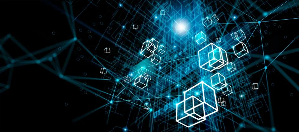 Network structure, Blockchain, Mainframe and big data structure, Internet con Stock-Fotos