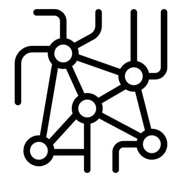 Network structure connecting nodes with lines and circles icon Illustrazione stock