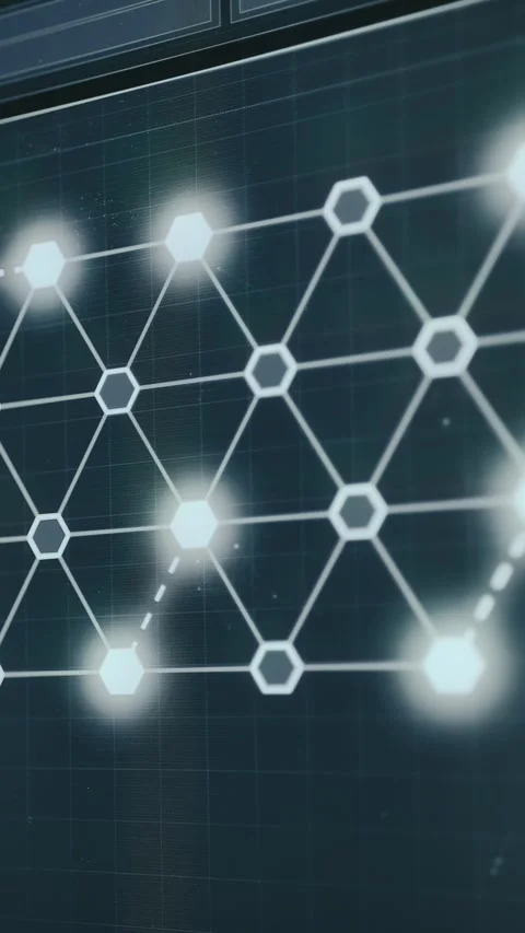 Network structure consisting of interconnected nodes randomly glowing Stock Footage 334439968