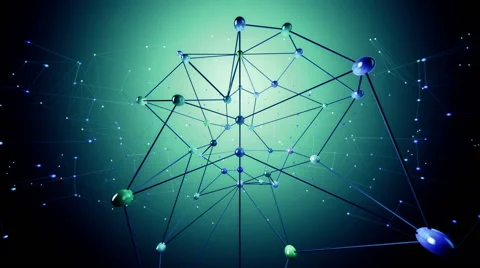 Network structure at cyberspace at blue background. Stock Footage 51838463