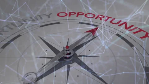 Network sweeping compass dial triggers needle rotating, aligning with Stock Footage 311155215