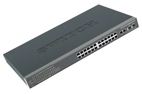 Network Switch with 24 ports, 3D rendering 스톡 일러스트