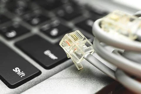 Network switch and ethernet cables background, data center concept Stock Photos