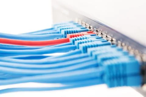 Network switch and ethernet cables,Data Center Concept. Stock Photos
