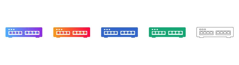Network Switch and Hardware Interface Icon Set イラスト素材