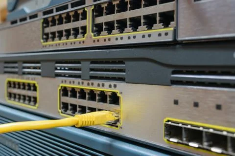 Network switch and LAN Line Stock Photos