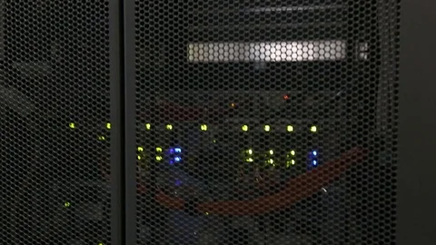 Network switch and UTP ethernet cables close-up in server room Stock Footage 71024234