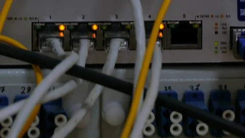 A network switch connected to the network transmits data Stock-Footage 86905112