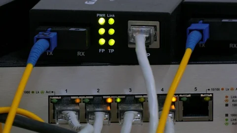 A network switch connected to the network transmits data Stock-Footage 86905235