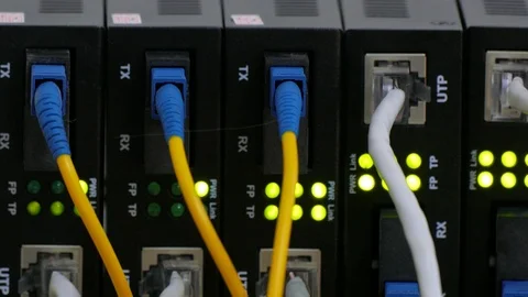 A network switch connected to the network transmits data Stock-Footage 86905342