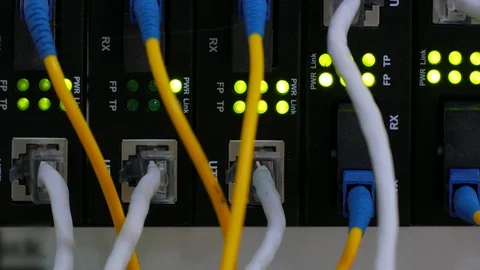 A Network Switch Connected To The Network Transmits Data Stock-Footage 86905715