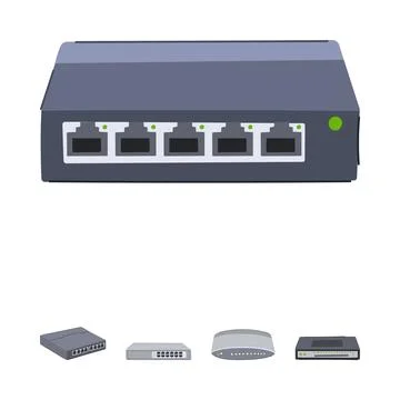 Network switch connecting devices for data communication illustration Illustrazione stock