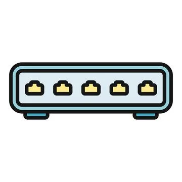 Network switch connecting internet devices illustration flat icon イラスト素材