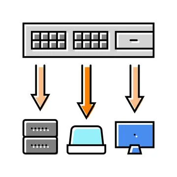 Network switch data center color icon vector illustration Stock Illustration