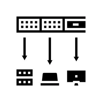 Network switch data center glyph icon vector illustration Stock Illustration