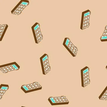 Network switch data center isometric icon seamless pattern Stock Illustration