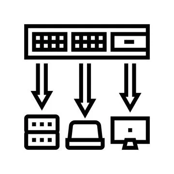 Network switch data center line icon vector illustration Stock Illustration