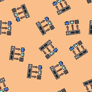 Network switch data center vector seamless pattern Stock Illustration