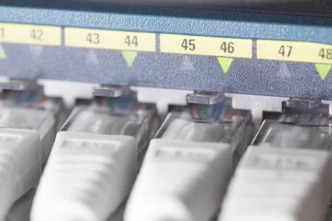 Network switch in datacenter Stock Photos