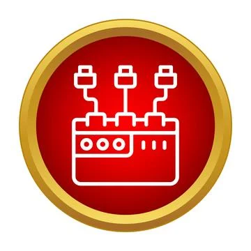 Network switch hub connecting multiple data cables icon Stock Illustration