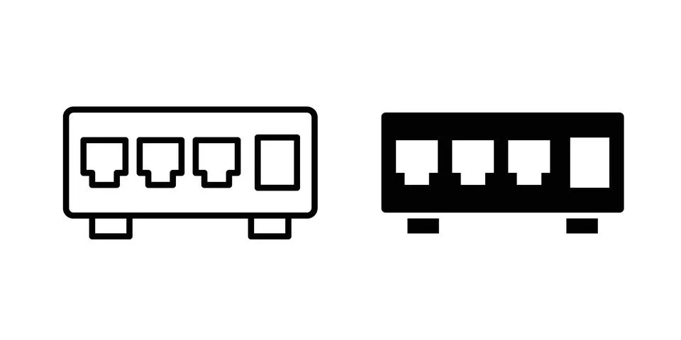 Network switch icon black vector isolated on white Stock Illustration