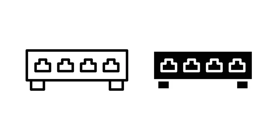 Network switch icon design. Illustration icons in linear and clipart pack Stock Illustration