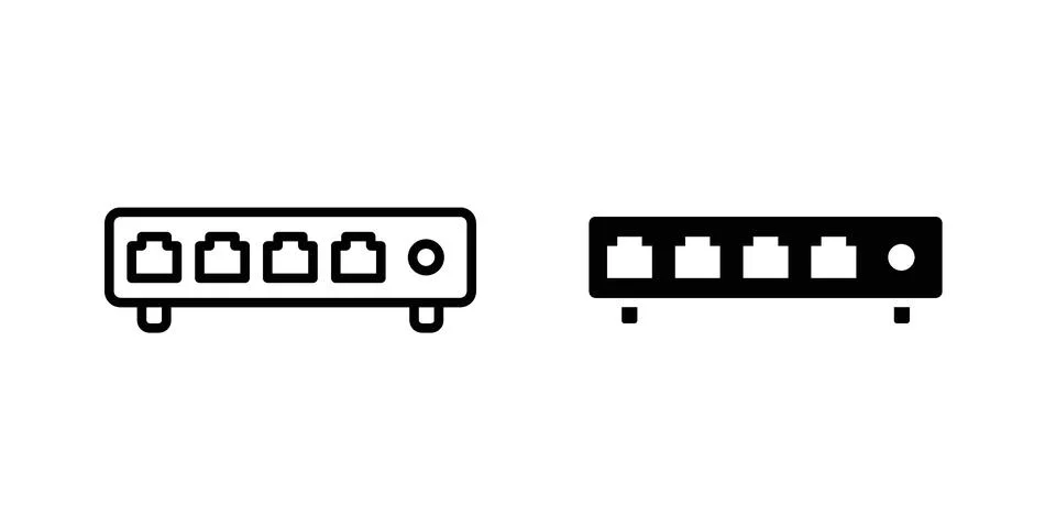 Network switch icon modern style vectors set 스톡 일러스트