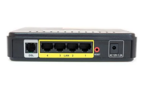 Network switch mount port for connect network and DSL Foto stock