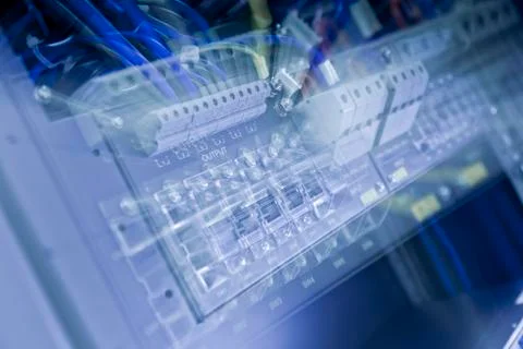 Network switch with zoom blur Stock Photos