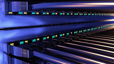 Network switches receiving big data in the cloud hosting data center loopable Видео 169014607