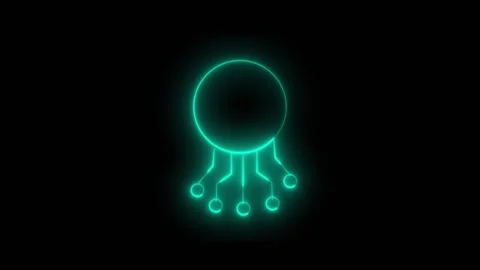 Network symbol animation with cyan neon glow. Network symbol digital techno.. Video stock 337615507