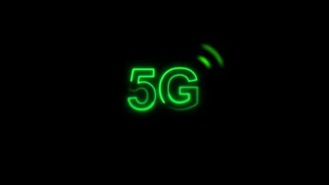 Network symbol animation with green 5g neon. Network symbol wireless techno.. Stock Footage 337022593