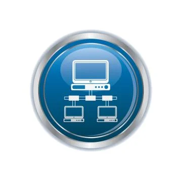 Network symbol on blue silver button Stock Illustration