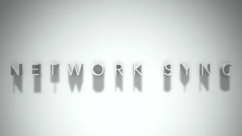Network sync 3D title animation white text on a white background Video stock 299419093