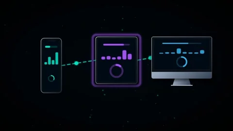 Network Synchronization Between Mobile Devices and Desktop 스톡 동영상 333185915