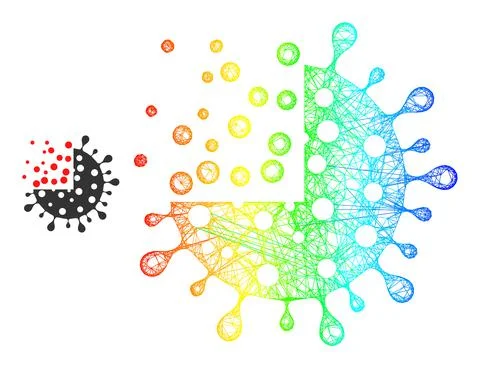 Network Synthesis Coronavirus Web Mesh Icon with Rainbow Gradient Illustrazione stock