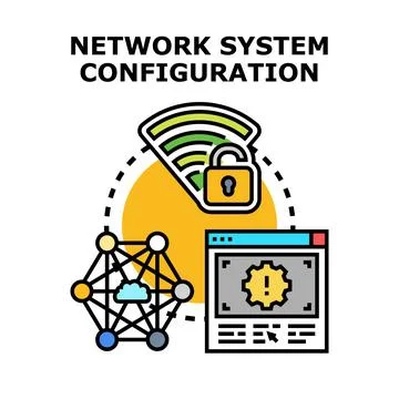 Network system configuration setup and security Stock-Illustration