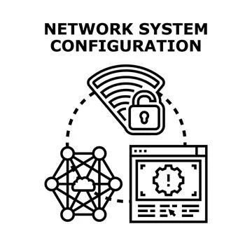Network system configuration setup and security Stock Illustration