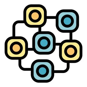 Network system connecting multiple data blocks icon vector Stock Illustration