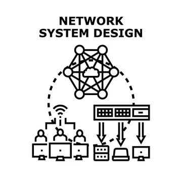 Network system design architecture planning and data management Illustrazione stock