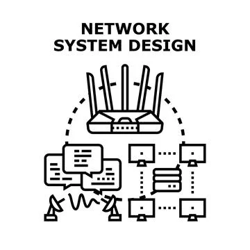 Network system design illustrating data communication and global connection Stock Illustration