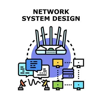 Network system design illustrating data communication and global connection Stock Illustration