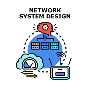 Network system design planning global data exchange Stock Illustration