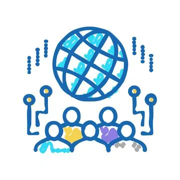 Network system icon doodle illustration Illustrazione stock