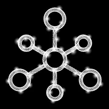 Network System Links Web Mesh with Bright Flares Stock Illustration