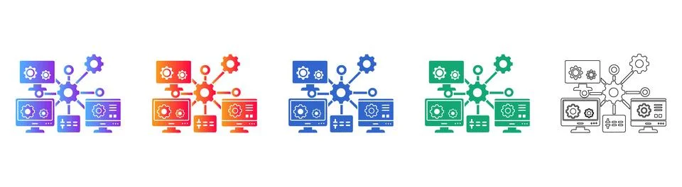 Network System Management and Optimization Icon Set 스톡 일러스트